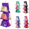 Elegant And Spacious 6 Pockets Clear Hanging Purse Handbag Tote Bag Organizer Rack