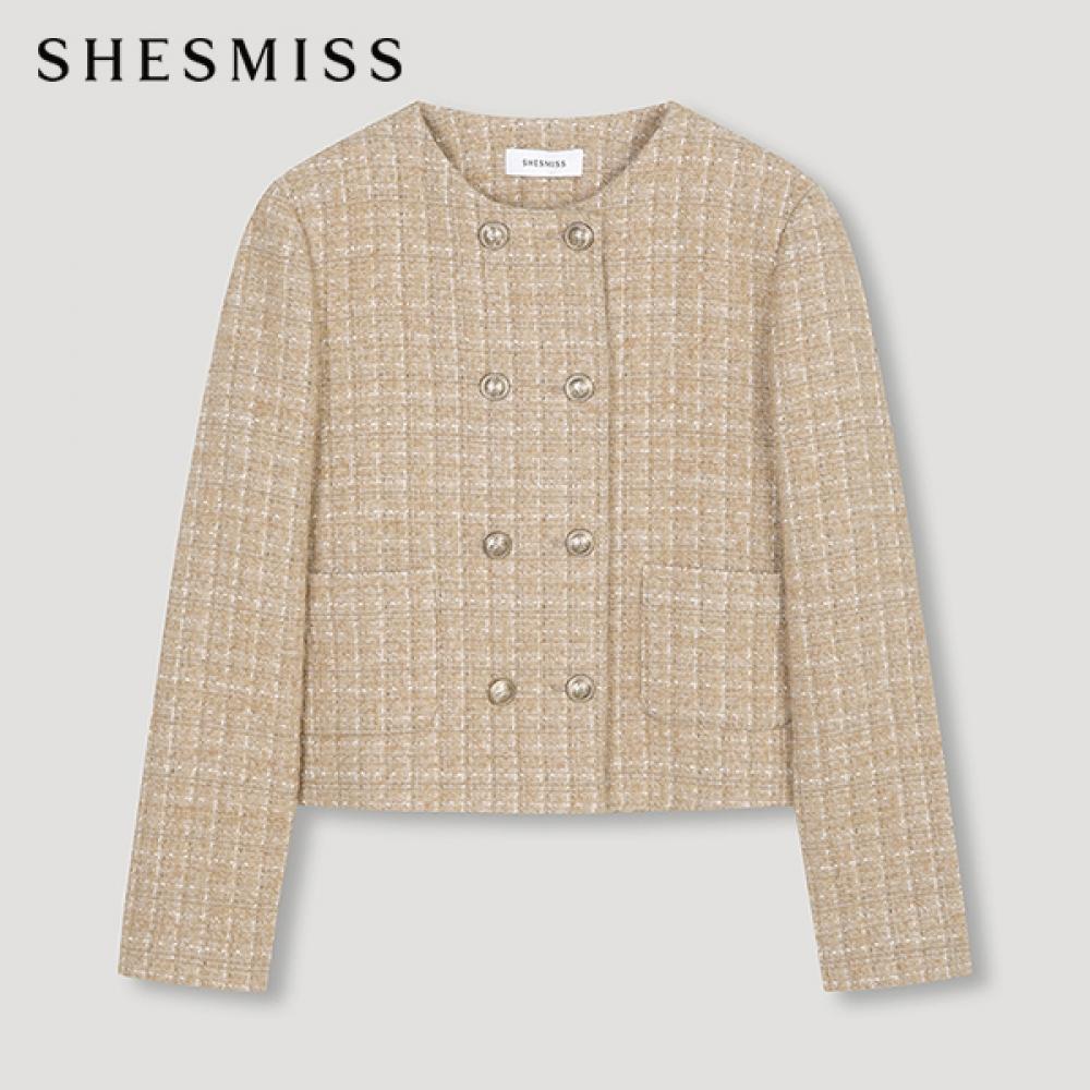 

She S miss круглый вырез твидовый двойной жакет Swwjkn31070 Be beige/55