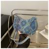 Street Style Star Pattern Denim Chain Crossbody Bag With Zipper Closure For Daily Use