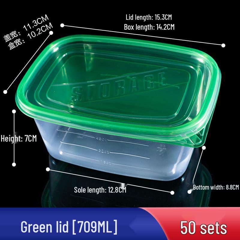 280ml Transparent Rectangular Plastic Bento Lunch Box with Lid - Disposable Fresh-Keeping Container for Fruit Salad