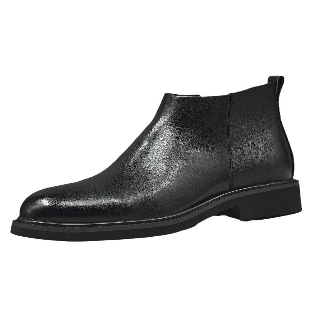 Autumn and Winter Black Casual Leather Boots Genuine Leather High-top Business Casual Leather Shoes Martin Boots