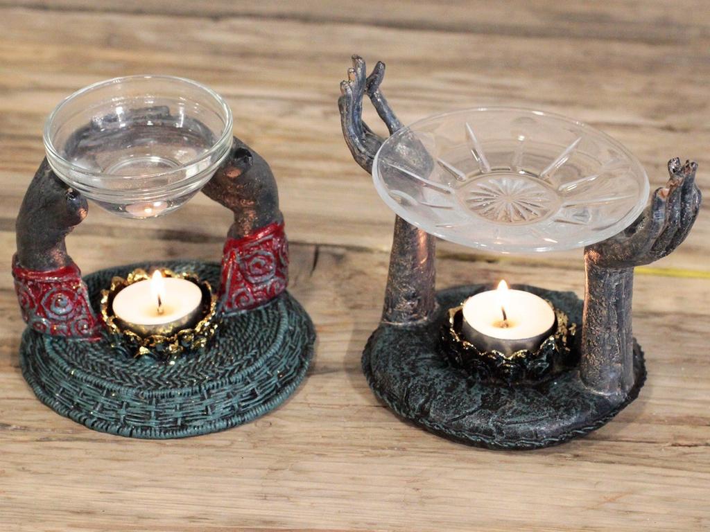 Oil Burner Buddha Om Hands Antique