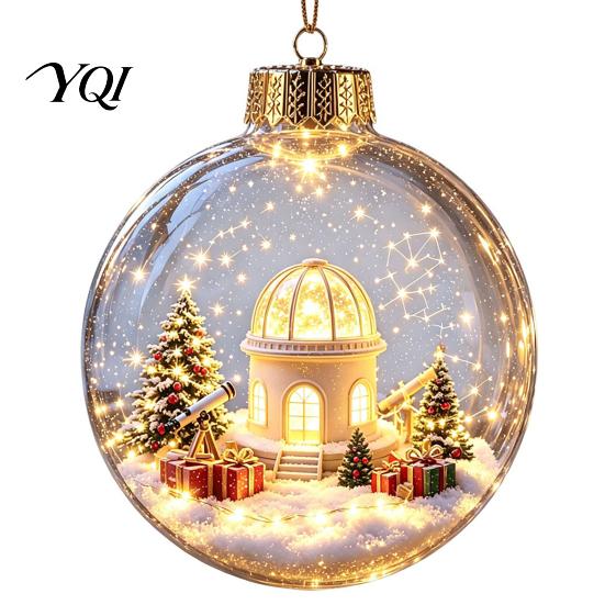 Festive Home Desktop Decorations Lighted Christmas Ornaments, 3D Miniature Scene Hanging Balls with Warm LED Light, Cute Xmas Tree Lights Reindeer