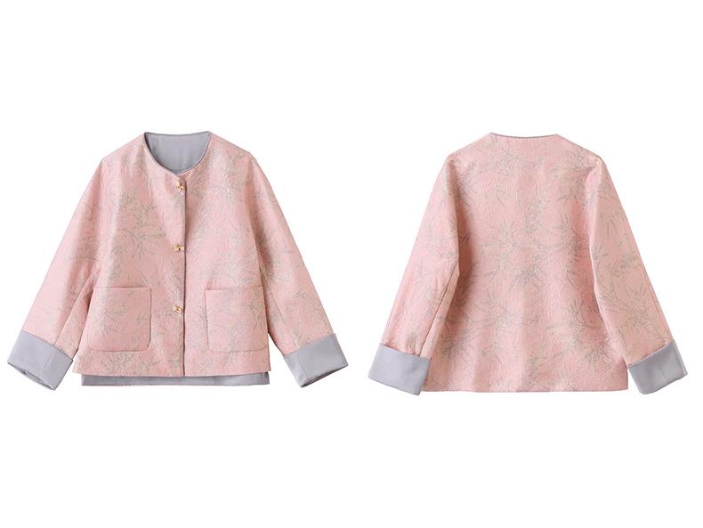 2025 Spring Women's Jacquard Round Neck Top - Chinese National Style Fashion Outerwear