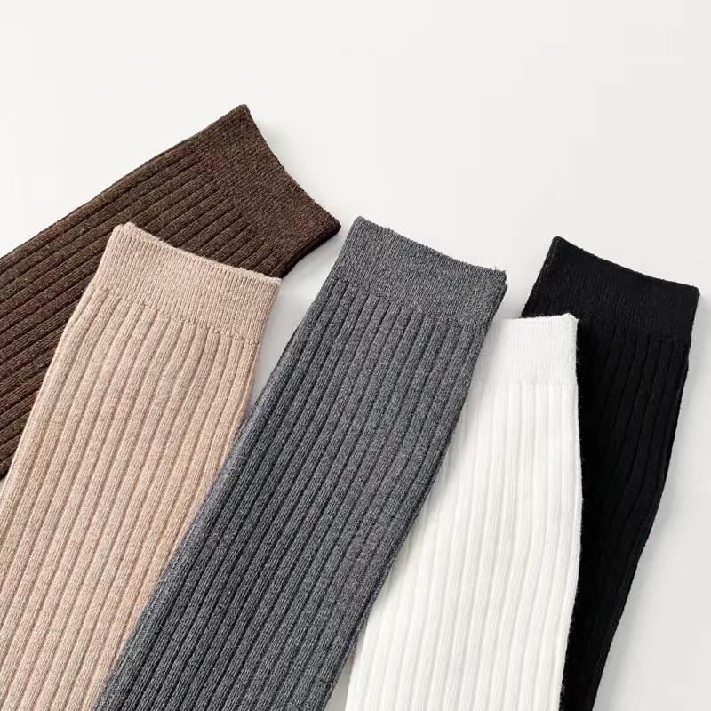 Ladies Girls Fashion Solid Knee Socks Women Knitting Cotton Long Socks Autumn Winter Warm Thigh High White Black Stockings