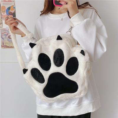 Personalized Plush Cat Claw Backpack 2025 New Mori Girls Funny Large-capacity Shoulder Bucket Bag Tide