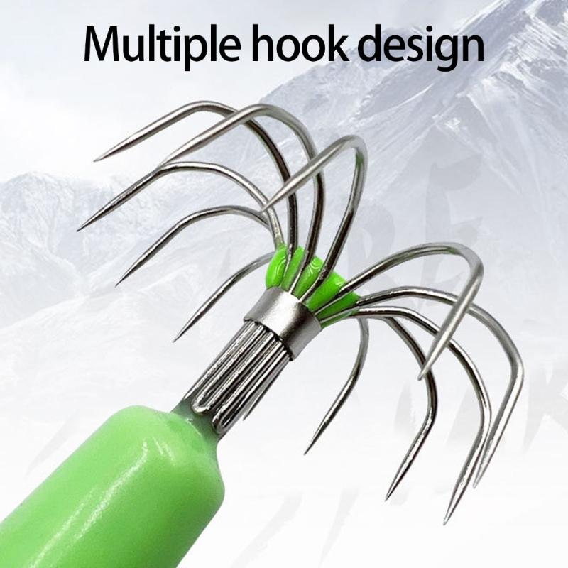 Multiple Hook Squid Fishing Lures Glow In Dark Coating Precisions Weight Marking For Performances