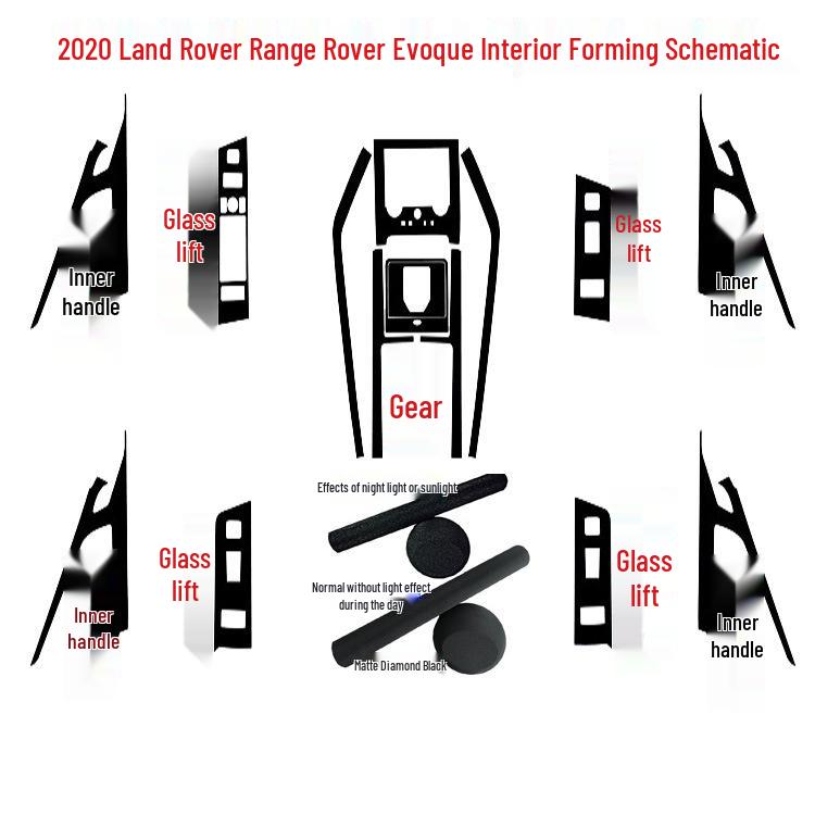 2020 Range Rover Evoque Carbon Fiber Interior Film: Scratch-Resistant Console & Door Gear Sticker
