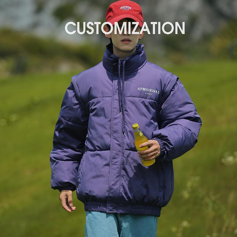

Men and women wear detachable vests with sleeves, down cotton-padded clothes, trendy brand niche student bread clothes XXL фиолетовый