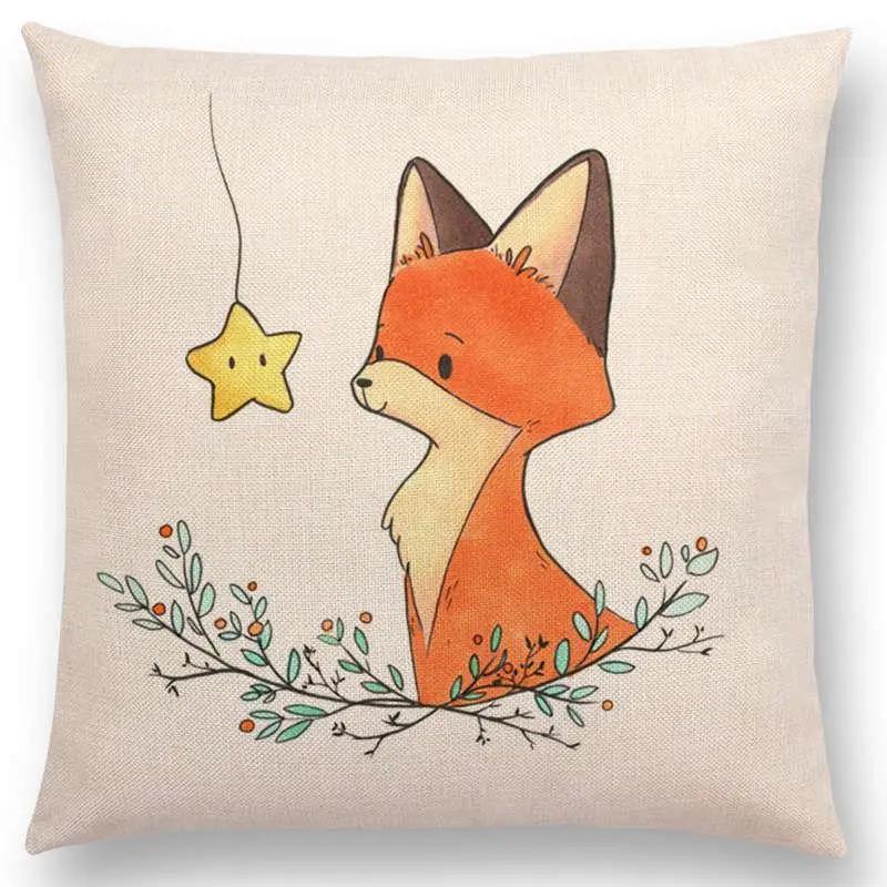 Newest Cute Cartoon Sofa Pillow Cover Black and White Cat Funny Fox Cushion Cover Throw pillowcase