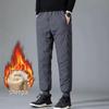 Herren Klassische Herbst/Winter Baumwollhose mit Samt Lammfell - Einfarbig, Gerades Bein, Bündchen Lässiger Stil