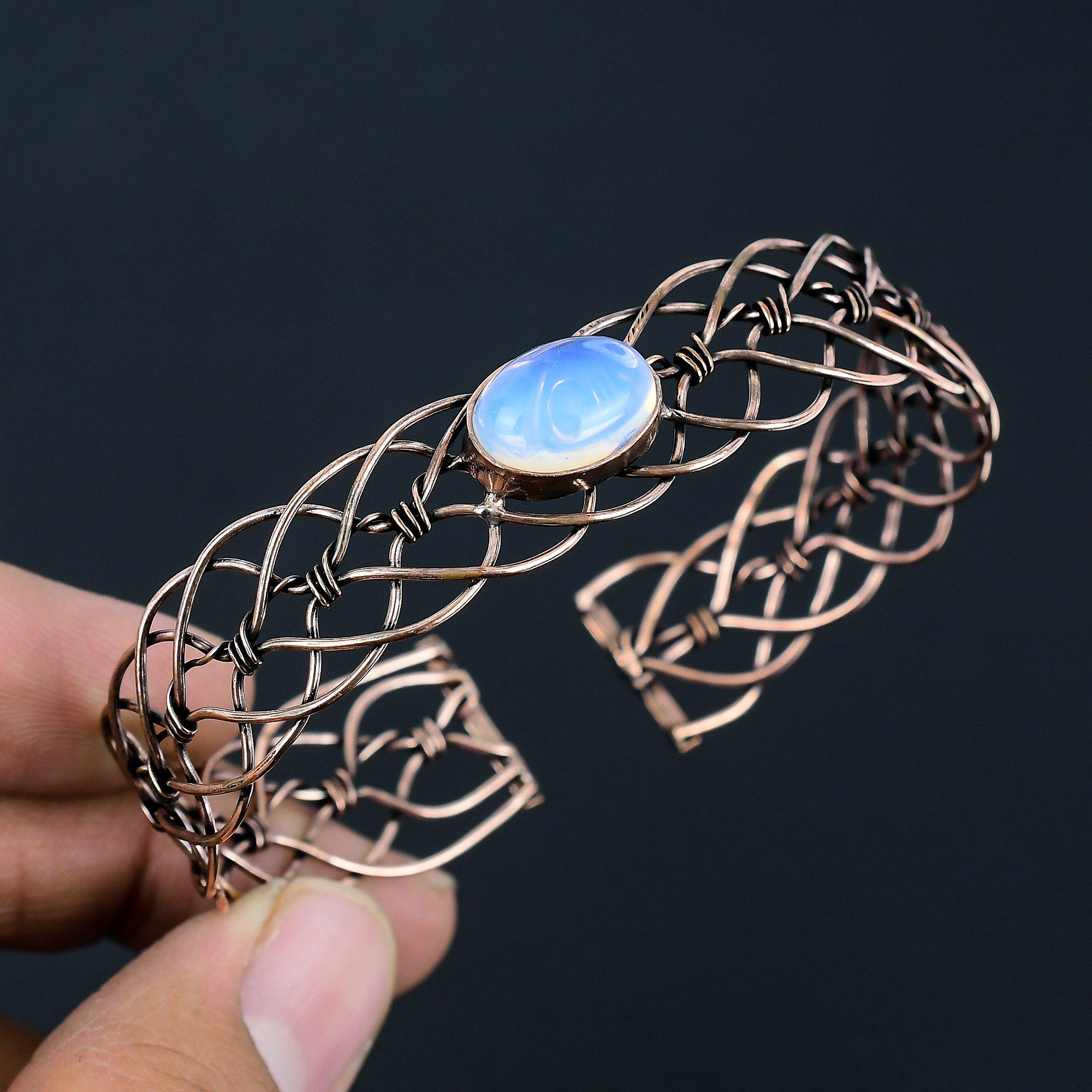 

Ювелирные изделия из стерлингового серебра 925 пробы с молочным опалом, регулируемый браслет ручной работы для женщин Adjustable белый