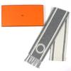 Pristine HERMES Scarf Bande de Repo Two-tone fringe long dress gray cashmere Used