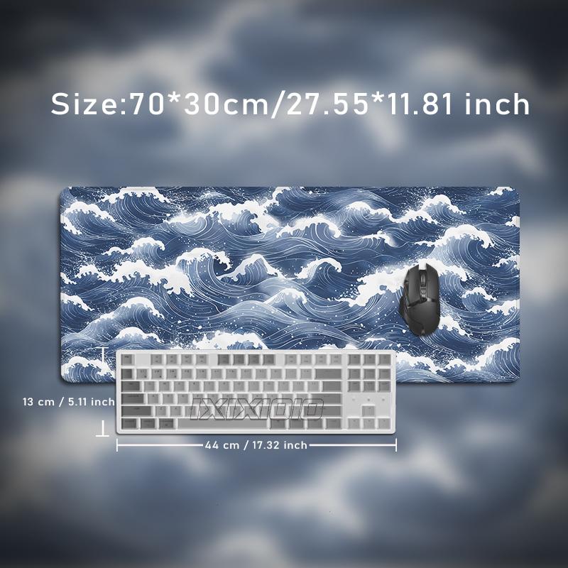 Mouse Pad Blue White Ocean Waves Gamer printon demand Custom Home New Computer Mousepad XXL Carpet Non-Slip Office PC Mice Pad