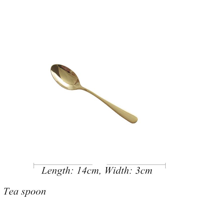 Gold Luxurious Stainless Steel Tableware, Knife, Fork, Spoon, Steak, Fish Dinner, Dessert, Salad, Coffee, Dinning Room