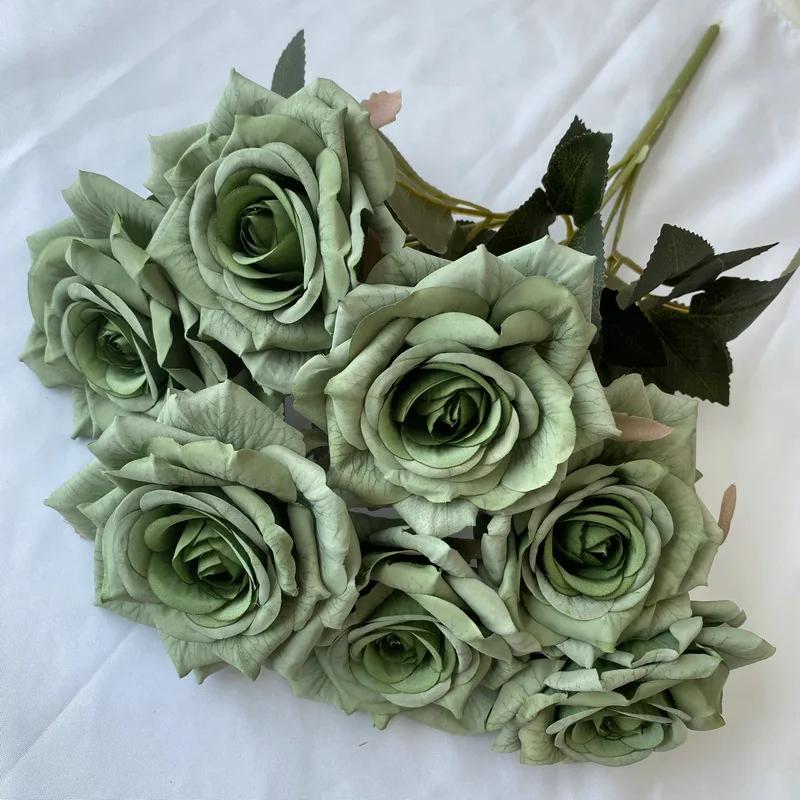 41CM 7 Forks Silk Screen Diamond Rose Artificial Flower Wedding Living Room Decoration Road Guide Bouquet, Artificial Flower