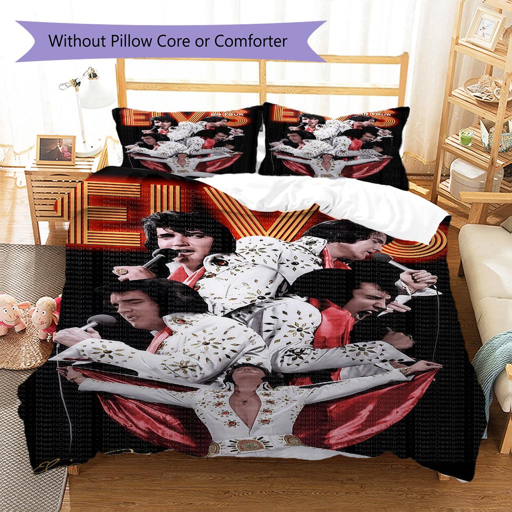 Elvis Presley Pattern Bedding,Quilt Set Quilt Cover Pillowcase Home Birthday Gift (1 * duvet cover + 2 * pillowcase, without core)