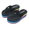 Rainbow Striped Wedge Heel Flip-Flops: Anti-Slip Beach Sandals