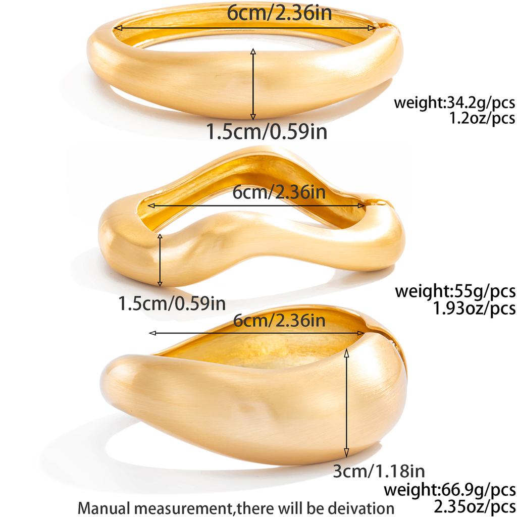 Ingemark Creative Hip Hop Matte Heavy Metal Chunky Spring Bangles for Women New Trend Gold Color Arm Bracelets Grunge Jewelry