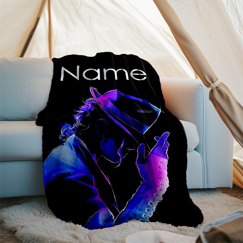 Personalisierte Decke mit individuellem Namen - Michael Jackson Druckdesign, Decke für Sofa, Bett, Reisen, Camping - Weich und Warm, Tolles Geschenk