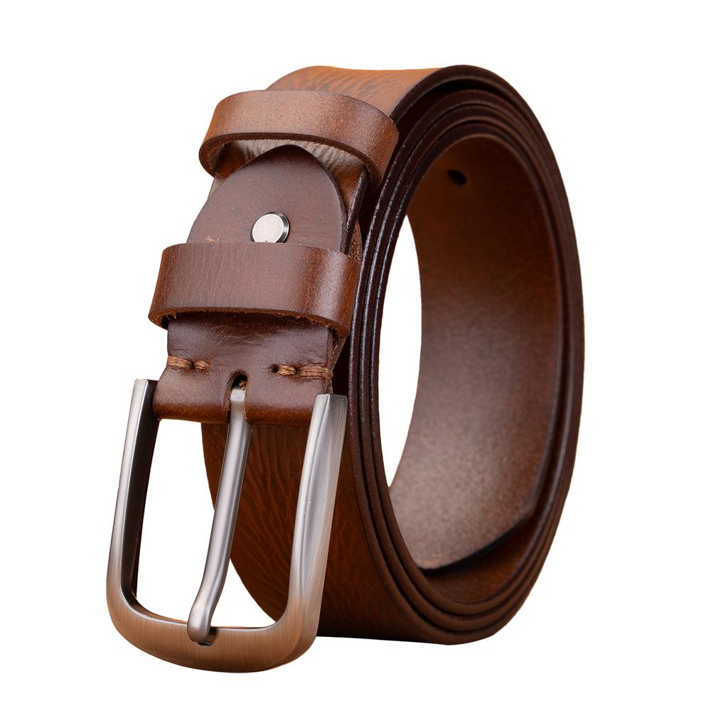 Belt First Layer Cowhide Genuine Leather Versatile Tree Paste Leather Pin Buckle Retro Belt Middle-Aged And Young Men'S Belt