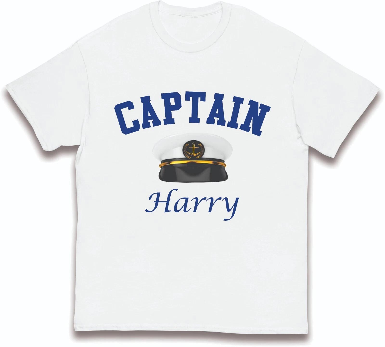 Captain Personalised Printed 100% Cotton T-shirt Mens Womens Tees Top, Your Name Personalised Design 100% Cotton T-shirt Mens Womens Tees Top, L