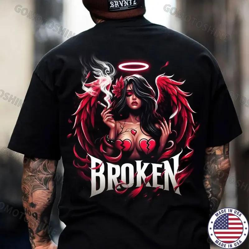 BROKEN Heartbreak Fallen Angel Print Men s Unisex T-Shirt S