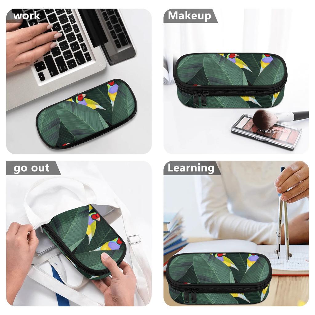 Pen Case Large Capacity Secure Zipper Durable 300D Polyester with Mesh Pocket Removable Divider and Pen Slots for Classroom Use