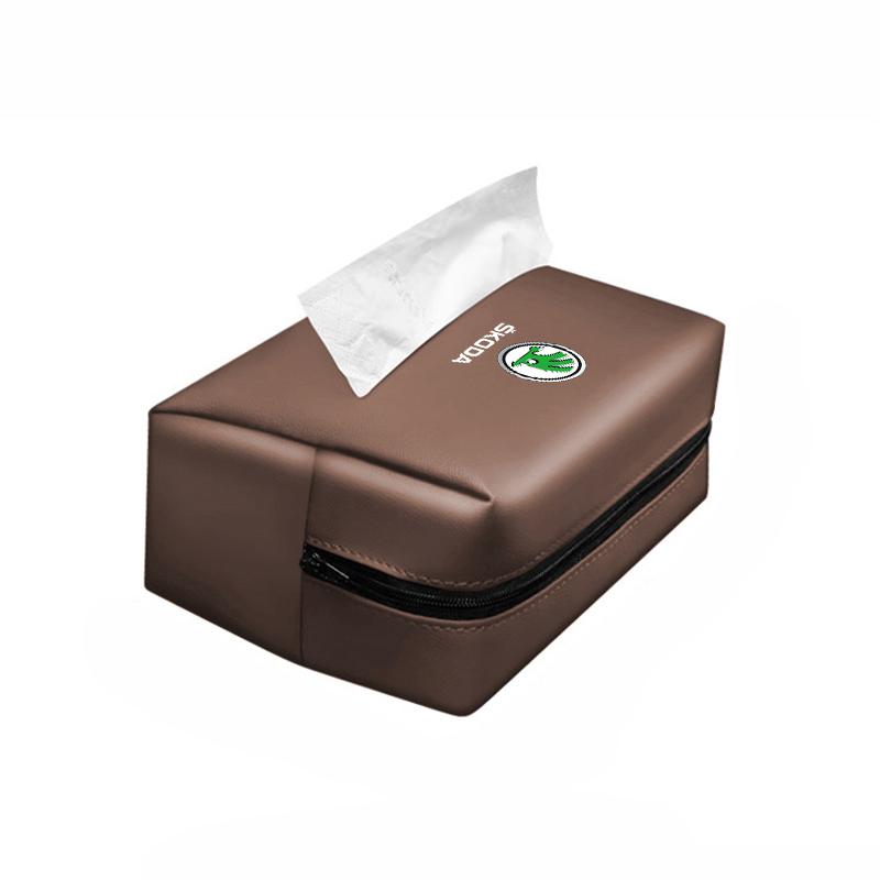 KSDQ3 Car Tissue Box Sun Visor Seat Back Paper Towel Storage Bag For Skoda Octavia Kodiaq Superb Fabia Kamiq Rapid Karoq Enyaq Scala