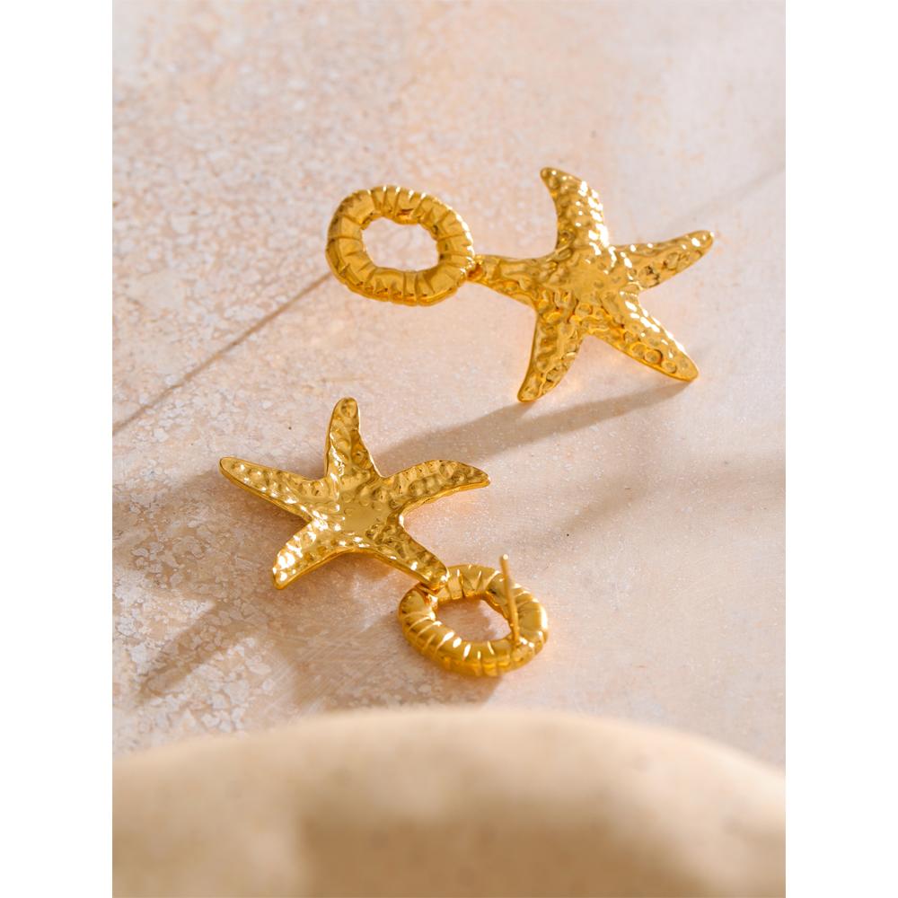 Eetit Summer Stainless Steel Metal Starfish Stud Earrings Ocean Style Holiday Beach Wear Popular Jewelry Recommend