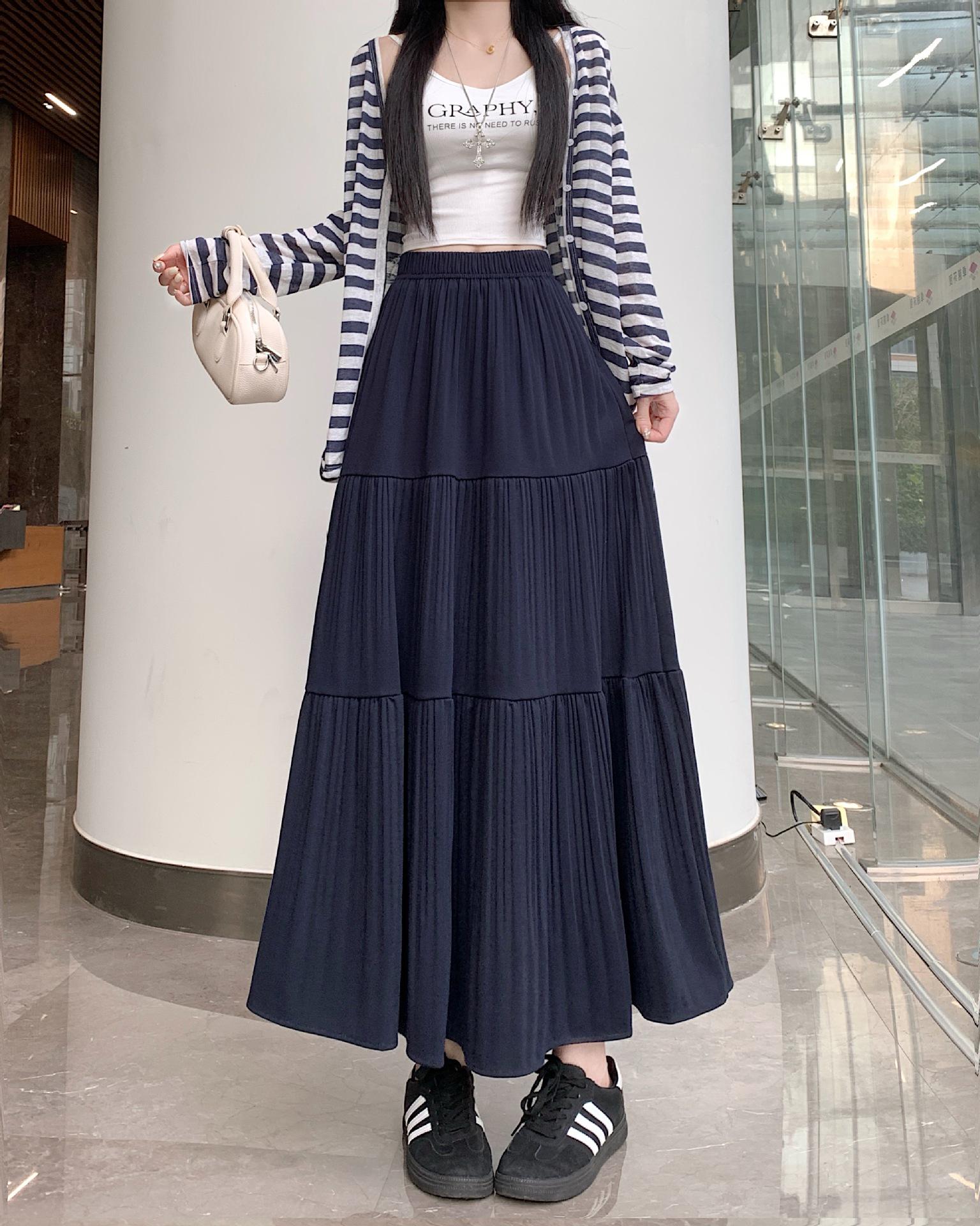

Plus Size Women s High Waist A-Line Wool Skirt - Autumn/Winter Korean Style Flare Umbrella Skirt 3XL