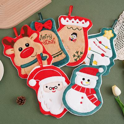 Hangable Christmas Towel, Kitchen Absorbent Cloth, Embroidered Hand Towel, Hand Towel