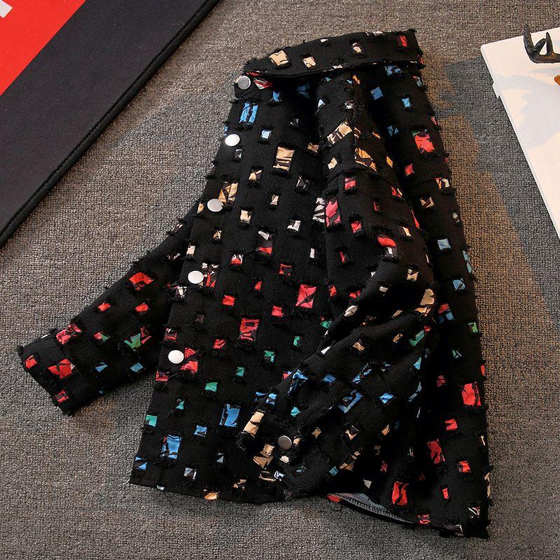 

Рубашки для мальчиков Куртки Весенне-осенние детские топы Детские рубашки с длинными рукавами в стиле 150 чёрный