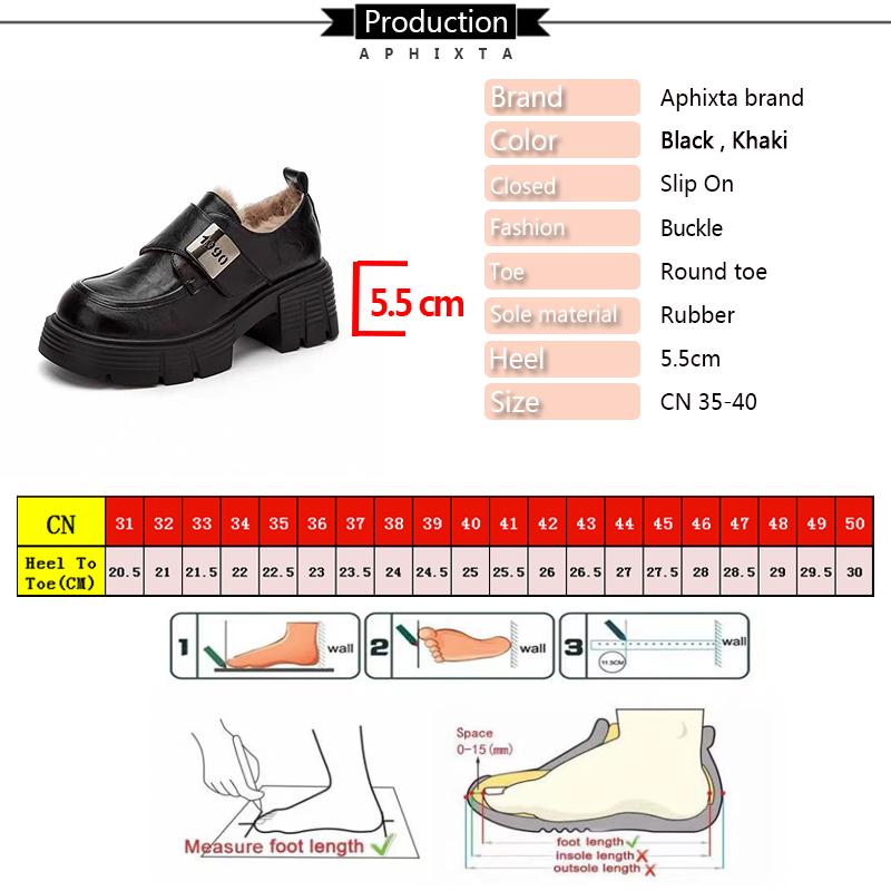 Fashion Aphixta Brown Long Plush Warm Ankle Boots Furry Buckle Fashion Women Boots Slip On Black Winter Shoes Botas Mujer Botines
