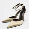 Elegant Satin Pointed-Toe High Heels for Women Fashion Ankle-Strap Buckle Thin Heel Band Designer Shoes Sexy Evening Dress Shoes