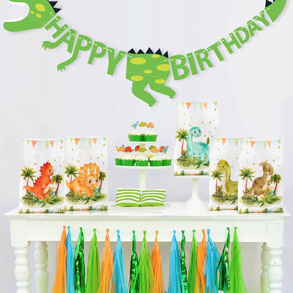 10/25/50pcs Hanging Dinosaur Gift Bags Candy Packaging Children's Birthday Bag Jungle Dinosaur Birthday Party Decor Kids Boys