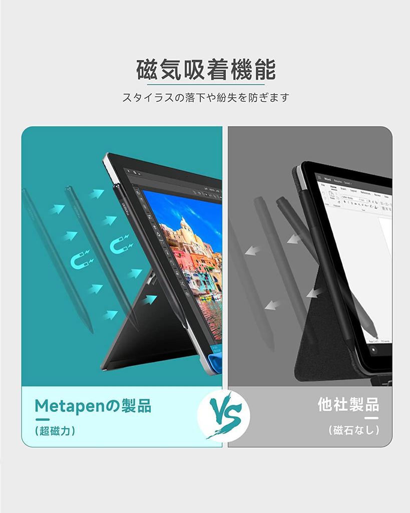 Metapen Touch Pen for Surface, Microsoft Officially Certified, Type-C Fast Charging, Compatible with Surface Pro 9/X/8/7/7+/6/5/4/3, Surface 3, Surfac