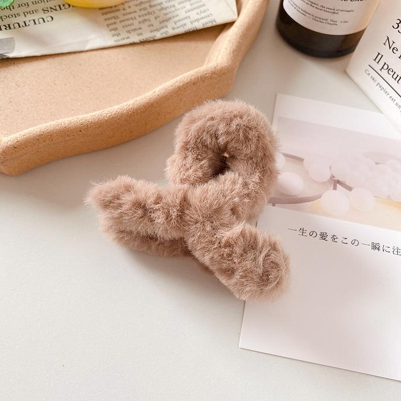9cm Plush Cross Hair Clip for Women Korean Fashion Sweet Shark Clip Simple Versatile Hairpin Girl Hair Accessories