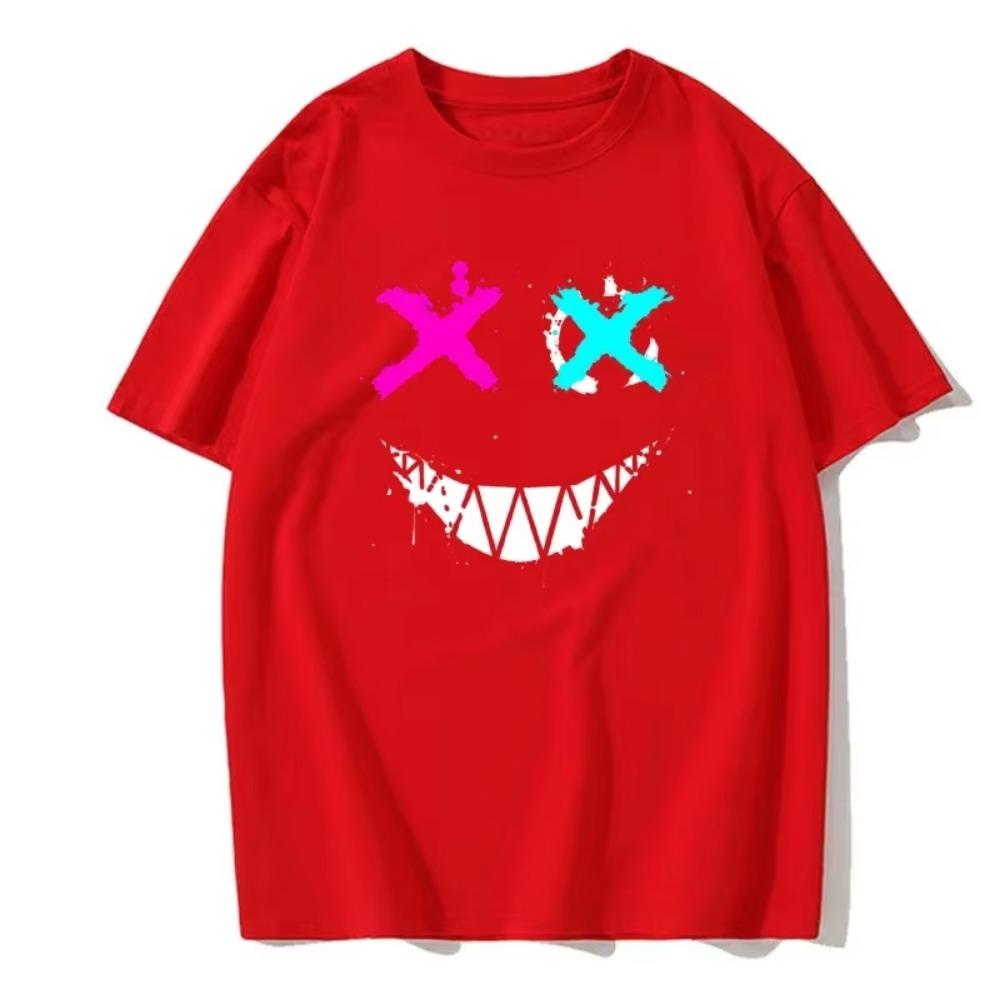 Summer New European Size T-shirt Fashionable Men's English Letter Printing Casual Street Fitness High-quality Cotton Top
