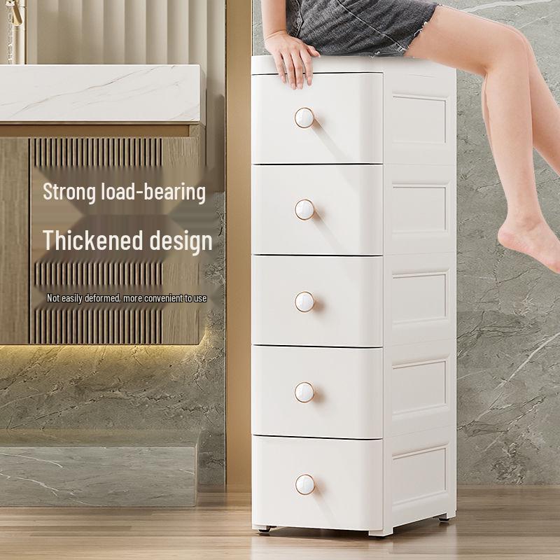 Slim Plastic Multi-Layer Storage Cabinet with Drawers for Kitchen and Bathroom