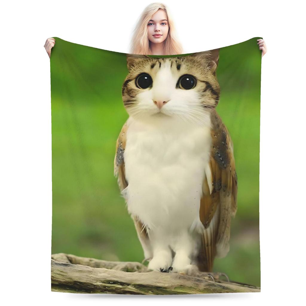 Meowl Cat Owl Meme Blanket Soft Coral Fleece Plush Healing Gifts  Throw Blankets Bedding Throws