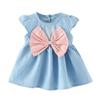 Baby Girls Bow-knot Mini Dress Children Baby Summer Short Sleeve Dress