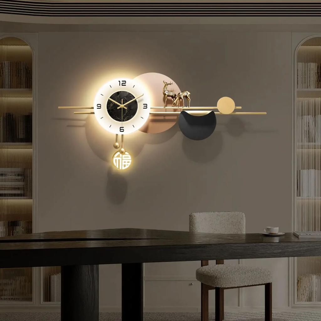Light luxury style clock wall mounted restaurant clock high-end creative living room silent wall mounted clock