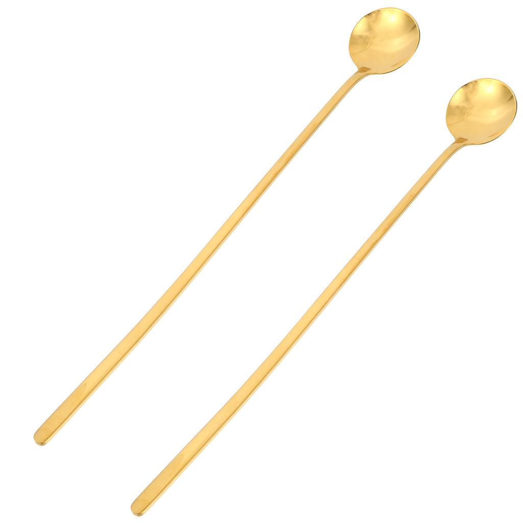 2Pcs Premium Stainless Steel Coffee Spoons Long Handle Dessert Spoons for Bar Home Party Ice Cream Drink Mixing Tools