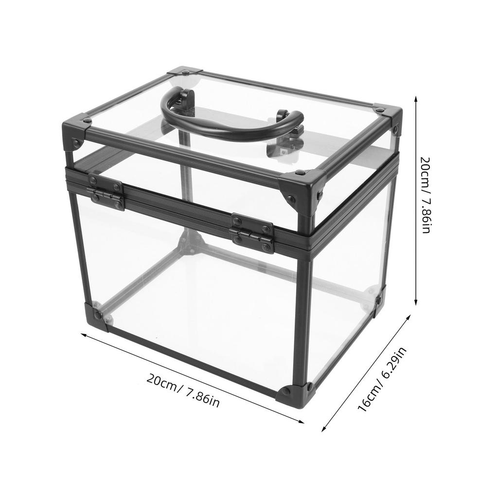 Vinyl Record Storage Box with Carry Handle Acrylic Album Organizer Case for Dust Free Display and Transport in Living Room Study