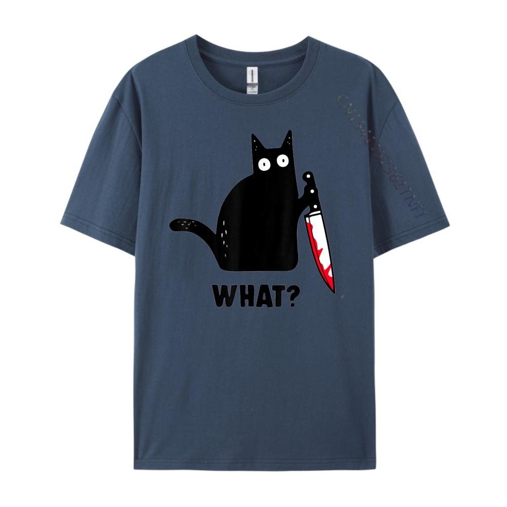 Cat What Black Ca Murderous Cat With Knife Black Graphic T Shirts Luxury Tshirt Normal