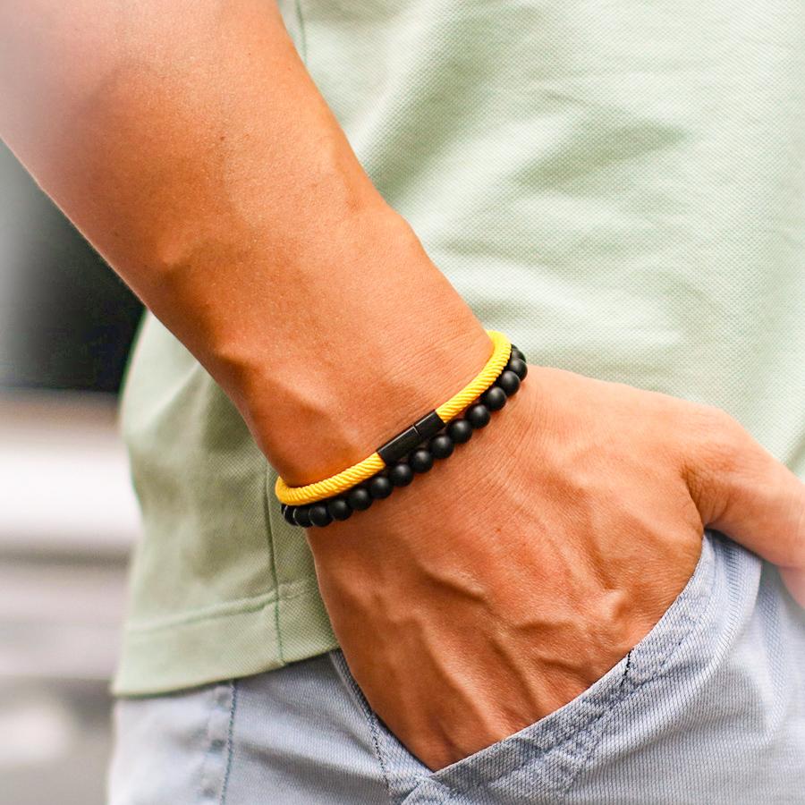 Noter 2Pcs Men Bracelet Set Grade A 4mm Rope Black Red Lucky Braslet Outdoor Camping Cycling Hand Accessories Pulseria Hombre