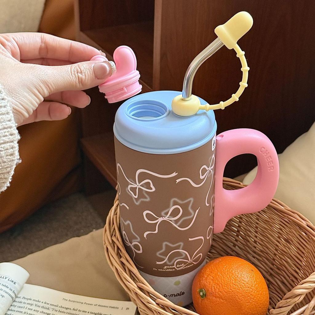 Large Capacity Ceramic Inner Insulated Mug With Straw For Office And Travel Use