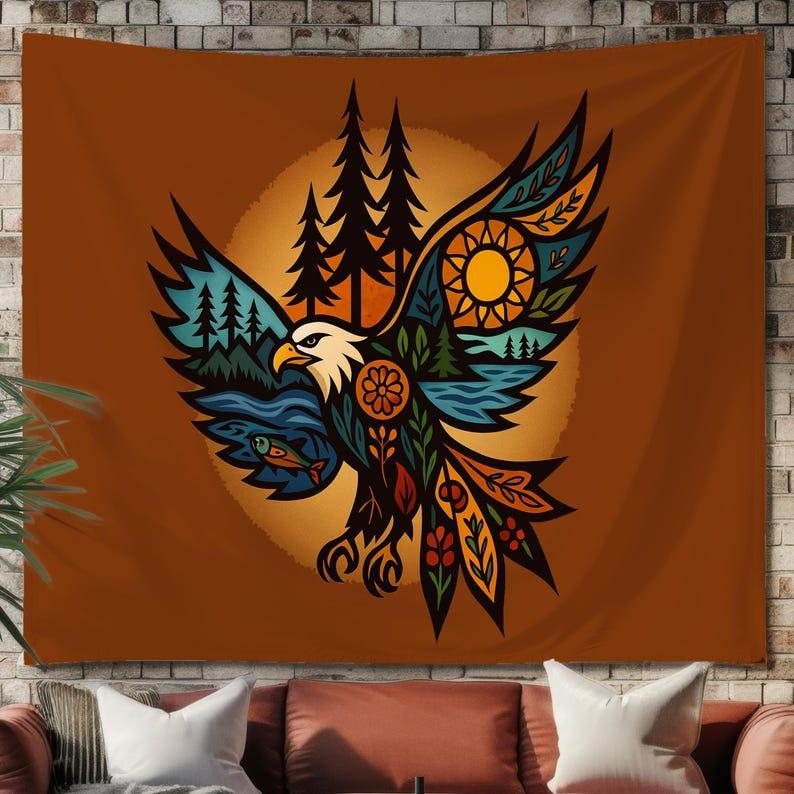 Tribal Eagle tapestry 75x100 чёрный