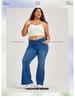Women's Plus Size Cross-Waist Wide-Leg Jeans with Frayed Edges, Monkey Wash, Pockets, and Elastic Waist - Casual Slimming Fit